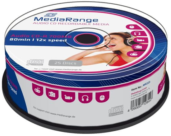 MediaRange CD-R AUDIO 700MB 12x spindl 25ks (MR223)