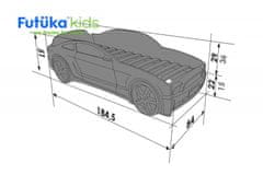 Futuka Kids Dětská postel auto LIGHT 3D MG + LED světlomety + Spodní světlo ŽLUTÁ