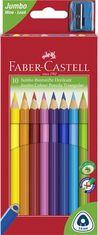 Faber-Castell Barevné pastelky "Jumbo" + ořezávátko, 10 barev, trojhranné