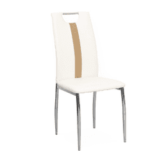 KONDELA Židle, bílá / béžová ekokůže + chrom nohy, SIGNA