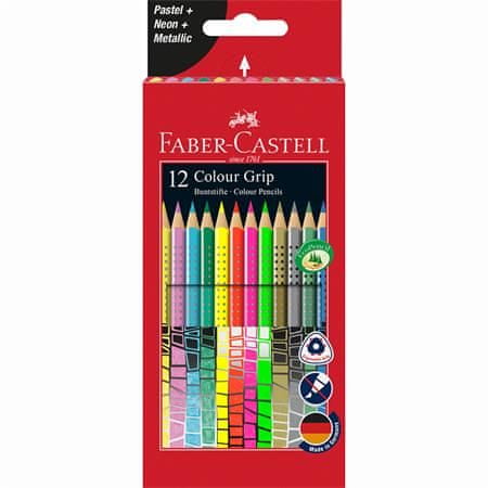 Faber-Castell Barevné pastelky "Colour Grip", sada 12 barev, trojhranné