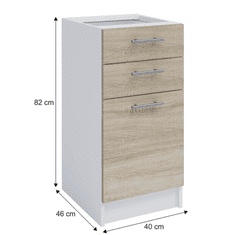 KONDELA Dolní skříňka, dub sonoma / bílá, FABIANA S - 40SZ2