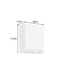 KONDELA Horní skříňka, bílá, SPLIT 60 G-72 2F