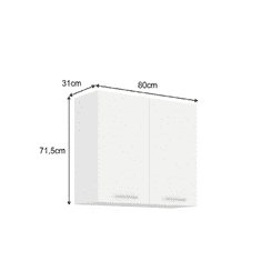 KONDELA Horní skříňka, bílá, SPLIT 80 G-72 2F