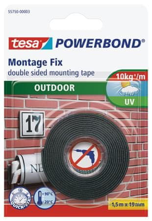 Tesa Lepicí páska "Powerbond 55750", oboustranná, pro exteríer, 19 mm x 1,5m