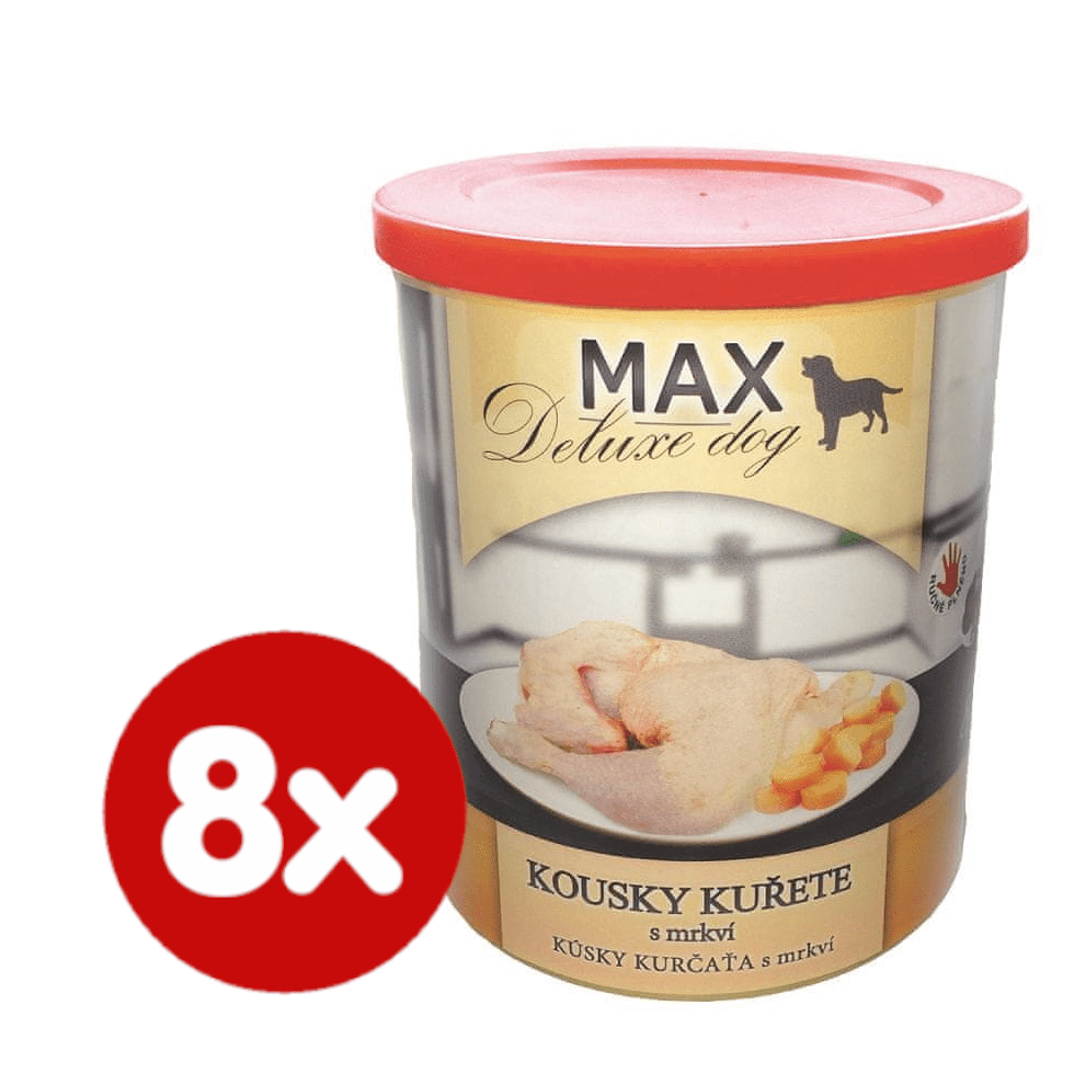 FALCO MAX deluxe kousky kuřete s mrkví 8x800 g