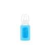 Kojenecká lahev skleněná 120 ml úzká silikonový obal modrá