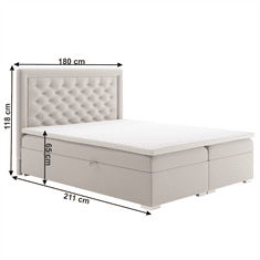 BPS-koupelny Postel boxspring, krémová, 180x200, DORMAN