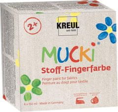 KREUL Sada prstových barev na textil "MUCKI" 4 barvy 150 ml, Hobby Line