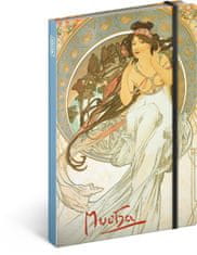 Grooters Notes Alfons Mucha – Hudba, linkovaný, 13 × 21 cm