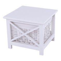 BPS-koupelny Noční stolek, dřevo / proutí/látka, bílá, Rafaello