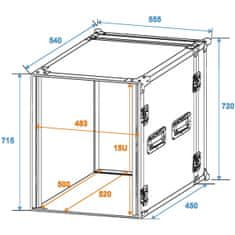 Roadinger Rack Profi 15HE, hloubka 45cm, 9mm