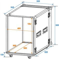 Roadinger Rack Profi 18HE, hloubka 45cm, s kolečky, 9mm