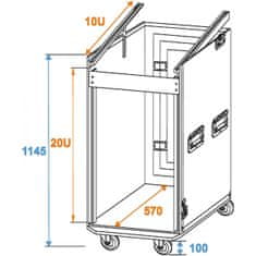 Omnitronic Roadinger Special combo case Pro, 20U, racková skříň s kolečky