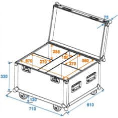 Roadinger Transportní case pro 4x TMH-30/40/60 s kolečky