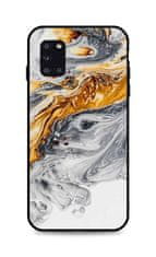 TopQ Kryt LUXURY Samsung A31 pevný Marble šedo-zlatý 50899