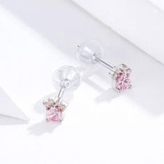 Klenoty Amber Stříbrné náušnice mini tlapky růžové