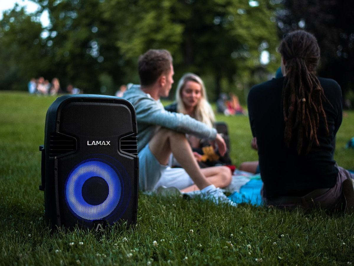 Brezžični Bluetooth zvočnik Lamax PartyBoomBox500 vodoodporen moč 300 W ojačevalnik vhod za mikrofon karaoke