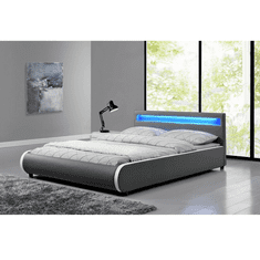 KONDELA Manželská postel s RGB LED osvětlením, šedá, 180x200, DULCEA