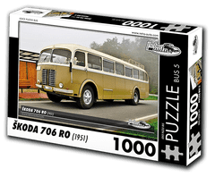 RETRO-AUTA© Puzzle BUS 05 - ŠKODA 706 RO (1951) 1000 dílků