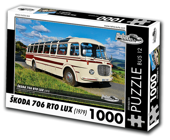 RETRO-AUTA© Puzzle BUS 12 - ŠKODA 706 RTO LUX (1979) 1000 dílků