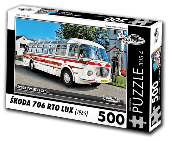 RETRO-AUTA© Puzzle BUS 04 - ŠKODA 706 RTO LUX (1965) 500 dílků