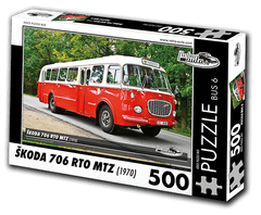 RETRO-AUTA© Puzzle BUS 06 - ŠKODA 706 RTO MTZ (1970) 500 dílků