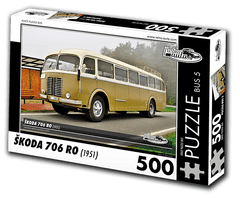 RETRO-AUTA© Puzzle BUS 05 - ŠKODA 706 RO (1951) 500 dílků