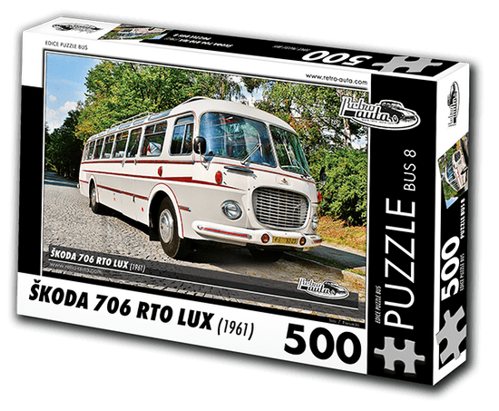 RETRO-AUTA© Puzzle BUS 08 - ŠKODA 706 RTO LUX (1961) 500 dílků