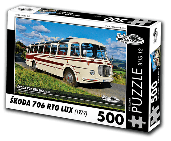 RETRO-AUTA© Puzzle BUS 12 - ŠKODA 706 RTO LUX (1979) 500 dílků