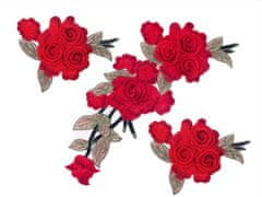 Kraftika 3ks růžová červená zelená 3 růže květ