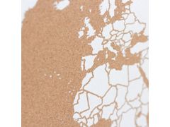 Korková nástěnná mapa světa- přírodní, bílá XL