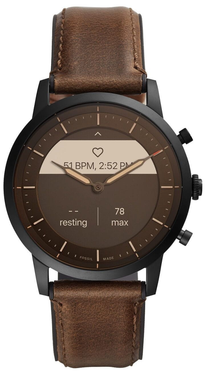 Fossil FTW7008 Hybrid Watch M Dark Brown Leather rozbaleno MALL.CZ