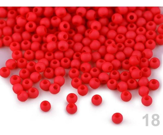 Kraftika 10g (r12) červená plastové korálky 4mm, matné, fimo