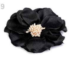 Kraftika 2ks černá textilní květ 75mm, květy našití a nalepení