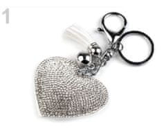 Kraftika 1ks 1 crystal přívěsek na kabelku / klíče srdce