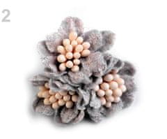 Kraftika 2ks šedá nejsv. vlněné květy s pestíky v barvě květu 35mm