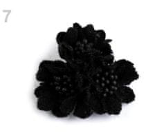 Kraftika 2ks černá vlněné květy s pestíky v barvě květu 35mm