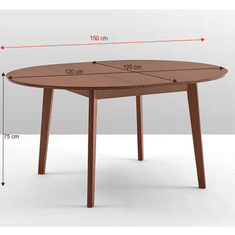 BPS-koupelny Jídelní stůl, rozkládací, buk merlot, průměr 120 cm, ALTON