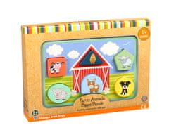 Orange Tree Toys Dřevěné puzzle kostky - Farma