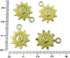 Kraftika 8ks české žlutá patina antique silver tón kolo sun flower