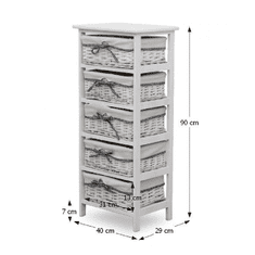 KONDELA Komoda, 5 zásuvková, starobílá, RUBY 5
