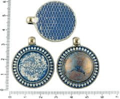 Kraftika 2ks českých modrá patina antique silver tón velký kulatý