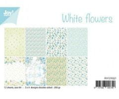 Kraftika Sada papírů a4 white flowers (12ks),