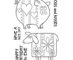 Kraftika Prase a ovce - silikonová gelová razítka (5ks),