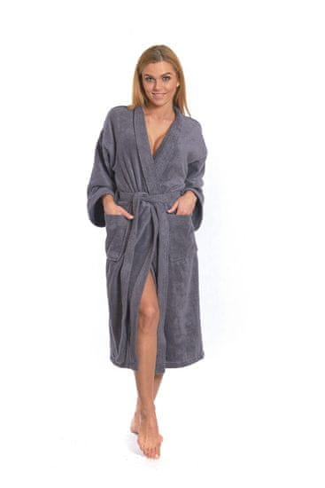 Interkontakt Dámský župan model KIMONO 02 Dark Grey Velikost županu S