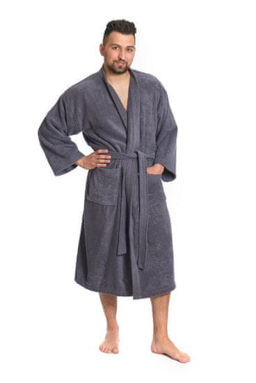 Interkontakt Pánský župan model KIMONO 02 Dark Grey Velikost županu S