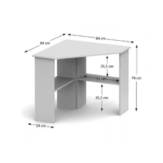 BPS-koupelny PC stůl, rohový, bílá, RONY NEW
