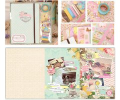 Kraftika Sada na scrapbooking, růžová, modrá, žlutá, zlatá