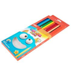 Deli stationery Pastelky trojhranné jumbo 12 barev + ořezávátko